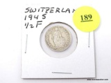 1945 Switzerland 1/2 Franc - silver