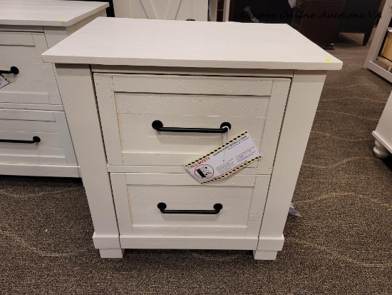 (R2) A-AMERICA SUN VALLEY NIGHTSTAND IN WHITE. MEASURES 27 IN X 19 IN X 30 IN. RETAILS FOR $600