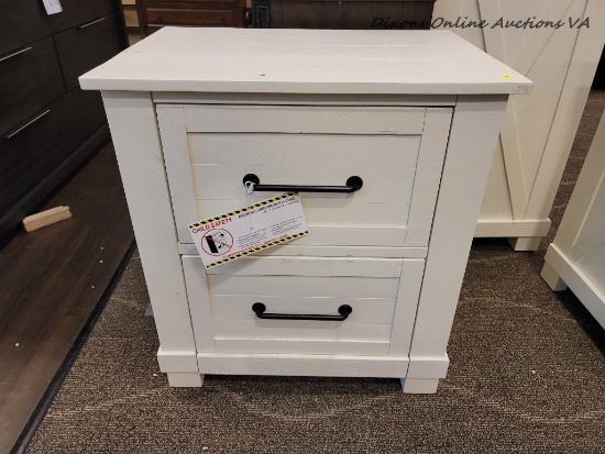 (R2) A-AMERICA SUN VALLEY NIGHTSTAND IN WHITE. MEASURES 27 IN X 19 IN X 30 IN. RETAILS FOR $600
