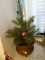 (MBD) BRASS PLANTER WITH CHRISTMAS TREE- 25 IN H, ITEM IS SOLD AS IS WHERE IS WITH NO GUARANTEES OR