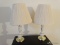 (MBD) PR OF PORCELAIN LAMPS WITH SHADES- 20 IN H, ITEM IS SOLD AS IS WHERE IS WITH NO GUARANTEES OR