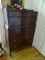 (BD2) VINTAGE MAHOGANY 5 DRAWER TALL CHEST, DRAWERS ARE DOVETAILED WITH OAK SECONDARY, VERY CLEAN-