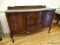 (DR) VINTAGE MAHOGANY QUEEN ANNE SIDEBOARD WITH BACKSPLASH- 3 CENTER DOVETAIL DRAWERS WITH MAHOGANY