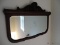 (UPBD) ANTIQUE OAK MIRROR WITH CARVED CREST- 31 I X 22 IN, ITEM IS SOLD AS IS WHERE IS WITH NO