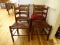 (HALL) 4 VINTAGE CHERRY MULE EARED RUSH BOTTOM CHAIRS WITH PEGGED BACKS- 19 IN X 15 IN X 36 IN, ITEM