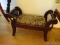 (LR) MAHOGANY FOOTSTOOL- 10 IN X 20 IN X 12 IN, ITEM IS SOLD AS IS WHERE IS WITH NO GUARANTEES OR