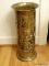 (DR) STAMPED EMBOSSED BRASS UMBRELLA STAND- 19 IN H, ITEM IS SOLD AS IS WHERE IS WITH NO GUARANTEES