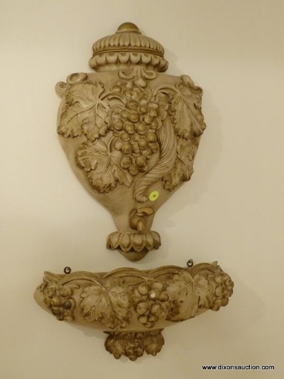 (HALL) CERAMIC WALL FOUNTAIN-15 IN X 24 IN, ITEM IS SOLD AS IS WHERE IS WITH NO GUARANTEES OR