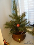 (MBD) BRASS PLANTER WITH CHRISTMAS TREE- 25 IN H, ITEM IS SOLD AS IS WHERE IS WITH NO GUARANTEES OR