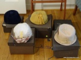 (MBD) 5 VINTAGE HATS IN ORIGINAL THALHIMER HAT BOXES, ITEM IS SOLD AS IS WHERE IS WITH NO GUARANTEES