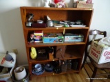 (bd2) pine 4 shelf bookcase- 36 in x 10 in x 47 in, ITEM IS SOLD AS IS WHERE IS WITH NO GUARANTEES