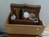 (BD2) SHOE SHINE BOX AND CONTENTS, ITEM IS SOLD AS IS WHERE IS WITH NO GUARANTEES OR WARRANTY. NO