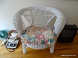 (UPBD) WICKER CHAIR- 32 IN X 31 IN X 29 IN, ITEM IS SOLD AS IS WHERE IS WITH NO GUARANTEES OR
