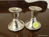 (DR) PR OF STERLING SILVER WEIGHTED CANDLE HOLDERS- 3 IN H,ITEM IS SOLD AS IS WHERE IS WITH NO