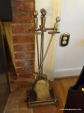 (LR) BRASS FIREPLACE TOOL SET, ITEM IS SOLD AS IS WHERE IS WITH NO GUARANTEES OR WARRANTY. NO