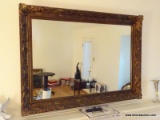 (LR) VINTAGE GOLD GILT MIRROR- 42 IN X 39 IN, ITEM IS SOLD AS IS WHERE IS WITH NO GUARANTEES OR