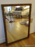 (LR) FRAMED ANTIQUE MIRROR IN GOLD GILT FRAME- 22 IN X 30 N, ITEM IS SOLD AS IS WHERE IS WITH NO