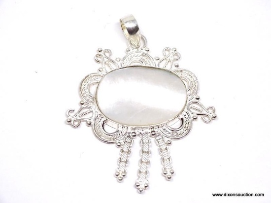 .925 2 1/4" AAA GORGEOUS MOTHER OF PEARL DETAILED PENDANT - NEW! SRP $79.00