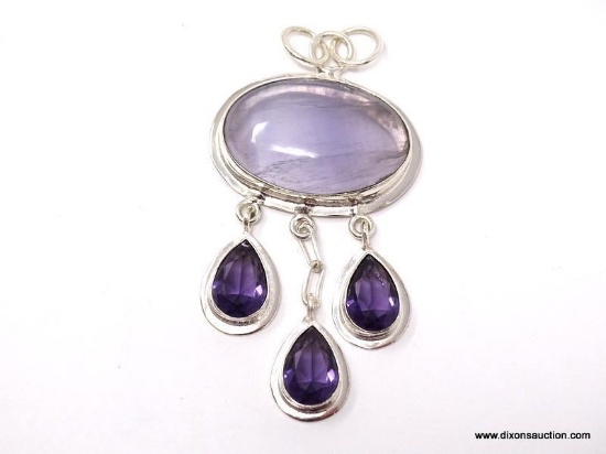 .925 2 1/2" AAA GORGEOUS PURPLE FLUORITE; WITH AFRICAN AMETHYST ACCENT PENDANT - NEW! SRP $89.00