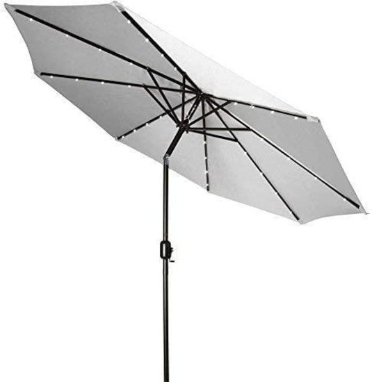 (R1) TRADEMARK INNOVATIONS GREY POLYESTER STEEL 10-INCH GREY UMBRELLA. MEASURES 9 FT TALL.