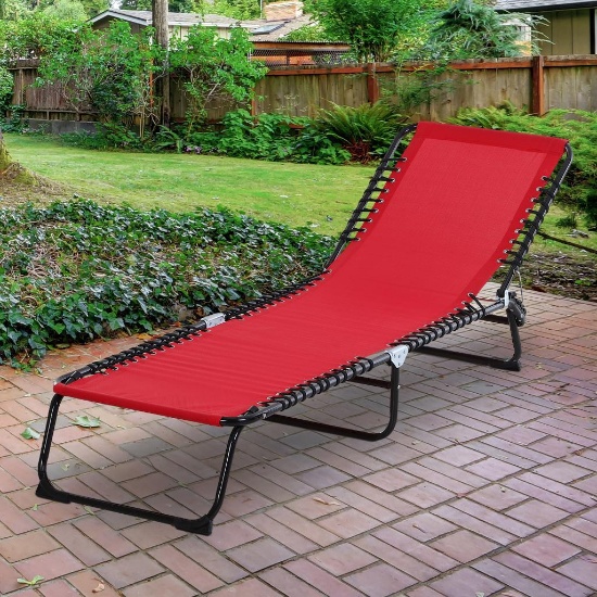 (R1) OUTSUNNY 3 POSITION RECLINING BEACH CHAIR. IS IN BOX. ITEM IS SOLD AS IS WHERE IS WITH NO