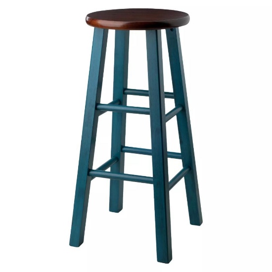 (R1) IVY BAR STOOL, RUSTIC TEAL & WALNUT. BRING CHARM AND COLOR TO YOUR KITCHEN OR FAMILY ROOM