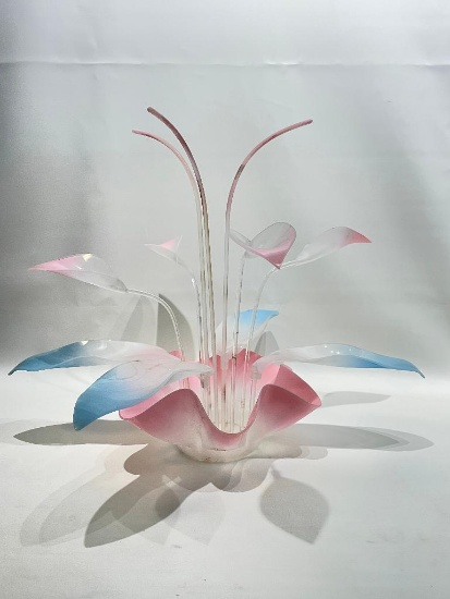 (11K) MID CENTURY MODERN LUCITE ACRYLIC FLOWER FLORAL SCULPTURE POSSIBLY VAN TEAL (STANDS 20 INCHES