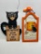 (5E) BLACK CAT HALLOWEEN DECORATIVE SIGNS BEWARE ENTER AT YOUR OWN RISK, AND THE OLD BLACK CAT BY