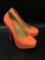 (4D) CHARLOTTE RUSSE SIZE 7 BRIGHT NEON ORANGE SPIKE HIGH HEEL PARTY SHOES