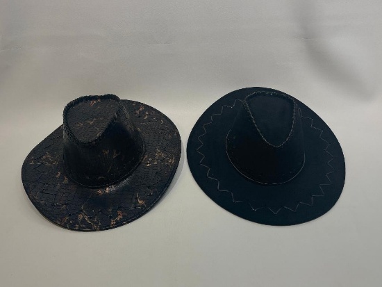(9I) TWO WIDE BRIM SUEDE COSTUME COWBOY HATS ONE-SIZE