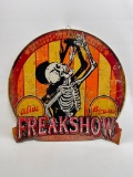 (5E) 18 INCH FREAKSHOW METAL SIGN SKELETON FLAMING SWORD SWALLOWER SIDESHOW PERFORMER