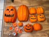(4D) JACK O LANTERN LIGHTED ELECTRIC PUMPKINS SPLIT PARTS OR REPAIR (LARGEST IS 20 INCHES TALL)