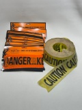 (8H) HALLOWEEN FRIGHT TAPE DANGER KEEP OUT CAUTION ORANGE YELLOW EACH PACKAGE 20 FEET