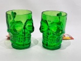 (7G) NEON GREEN ACRYLIC SKULL MUGS FROM AMOS GUMMY BRAIN CANDY