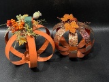 (7G) METAL PUMPKIN HARVEST CENTERPIECE AUTUMN DECORATIONS 8 INCH AND 7 INCH