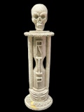 (6F) 29 INCH VOODOO SKULL GRAVESTONE MONUMENT HALLOWEEN DECORATION RIP SOME DAMAGE TO BASE