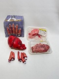 (6F) HALLOWEEN HUMAN ORGANS AND SEVERED FINGERS HEART LIVER ACTUAL SIZE CREEPY ZOMBIE BODY PARTS