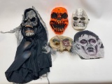 (6F) CREEPY SKULL LATEX HALLOWEEN MASKS, METALLIC PUMPKIN, ZOMBIE, PIRATE SIDEBURNS MASK