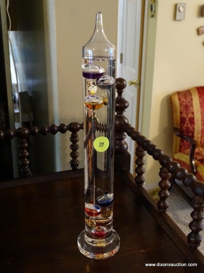 (DR) GALILEO THERMOMETER. GLASS. MEASURES 12".