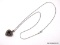 .925 STERLING SILVER LADIES BLACK ONYX HEART PENDANT ON 20 IN CABLE CHAIN. ITEM IS SOLD AS IS WHERE