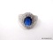 .92 STERLING SILVER 4 CT SAPPHIRE RING SIZE 8. ITEM IS SOLD AS IS WHERE IS WITH NO GUARANTEES OR