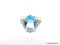 .925 STERLING SILVER LADIES 5 CT BLUE TOPAZ RING SIZE 8. ITEM IS SOLD AS IS WHERE IS WITH NO