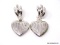 .925 STERLING SILVER LADIES HEART EARRINGS. ITEM IS SOLD AS IS WHERE IS WITH NO GUARANTEES OR