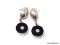 .925 STERLING SILVER LADIES LONG BLACK ONYX MODERNIST EARRINGS. ITEM IS SOLD AS IS WHERE IS WITH NO