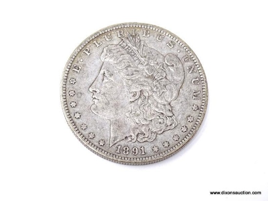 1891-O EXTRA FINE MORGAN SILVER DOLLAR. ITEM IS SOLD AS IS WHERE IS WITH NO GUARANTEES OR WARRANTY.