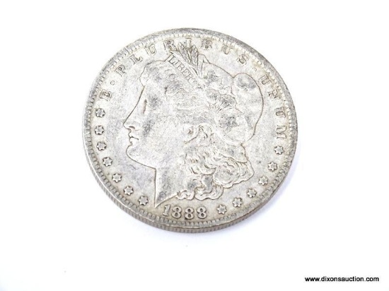 1888-O EXTRA FINE MORGAN SILVER DOLLAR. ITEM IS SOLD AS IS WHERE IS WITH NO GUARANTEES OR WARRANTY.