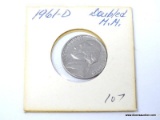 1961 D JEFFERSON-MINT ERROR DOUBLED MINT MARK. ITEM IS SOLD AS IS WHERE IS WITH NO GUARANTEES OR