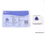 8.70 CT TRILLION CUT TANZANITE 12 X 12 X 7. IS GGL CERTIFIED. ITEM IS SOLD AS IS WHERE IS WITH NO