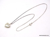 .925 STERLING SILVER LADIES HEART PENDANT ON 20 IN BOX CHAIN. ITEM IS SOLD AS IS WHERE IS WITH NO