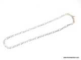 .925 STERLING SILVER UNISEX FIGARO NECKLACE. ITEM IS SOLD AS IS WHERE IS WITH NO GUARANTEES OR